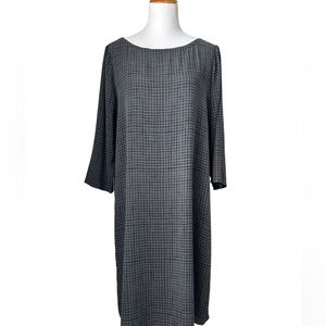 Eileen Fisher Grid Printed Silk Crepe Dress